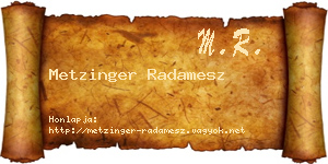 Metzinger Radamesz névjegykártya
